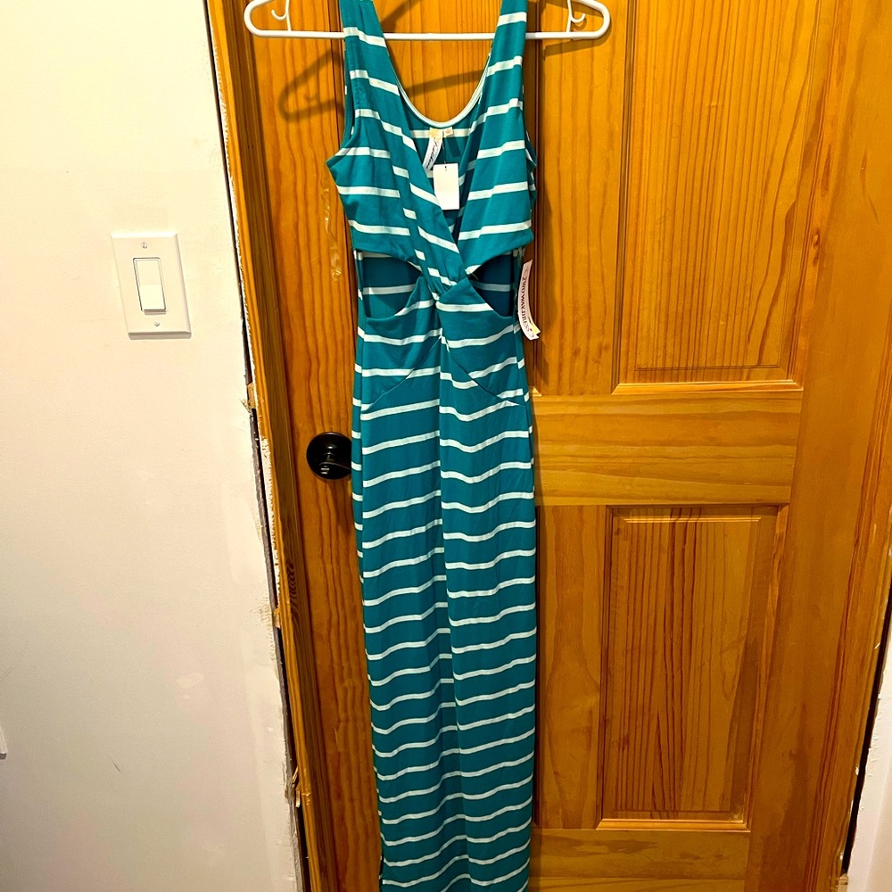 turquoise cut-out maxi dress